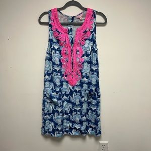 Lily Pulitzer Embroidered Elephant Dress, Size 8